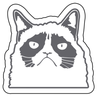 Grumpy Cat Sticker (Grey)